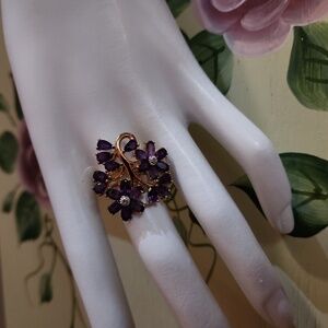 JTV Amethyst and White Topaz Ring Size 9